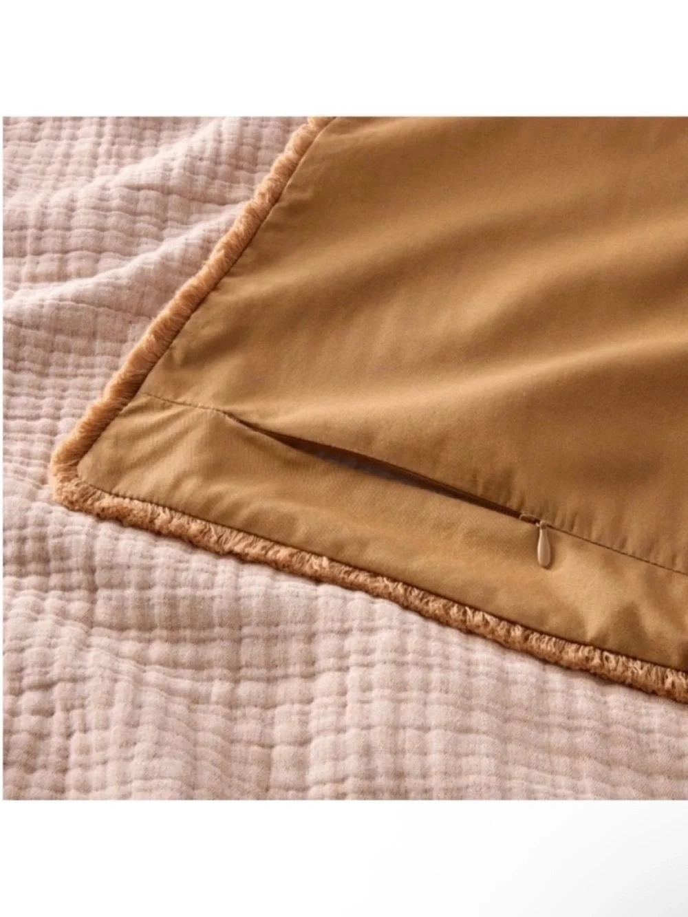 NWT Full/Queen Textured Chambray Comforter & Sham Set Warm Brown - Casaluna